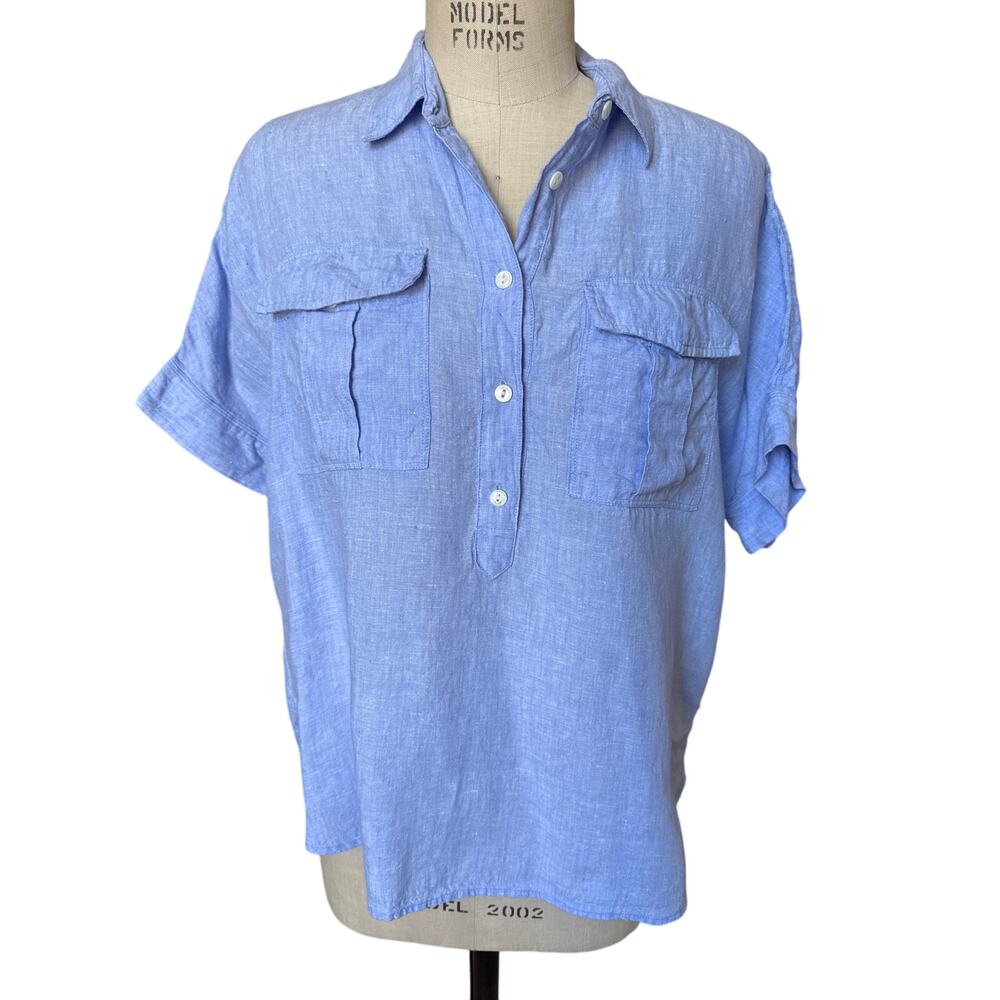 J.Crew Baird McNutt Linen Tunic in Blue Size 10